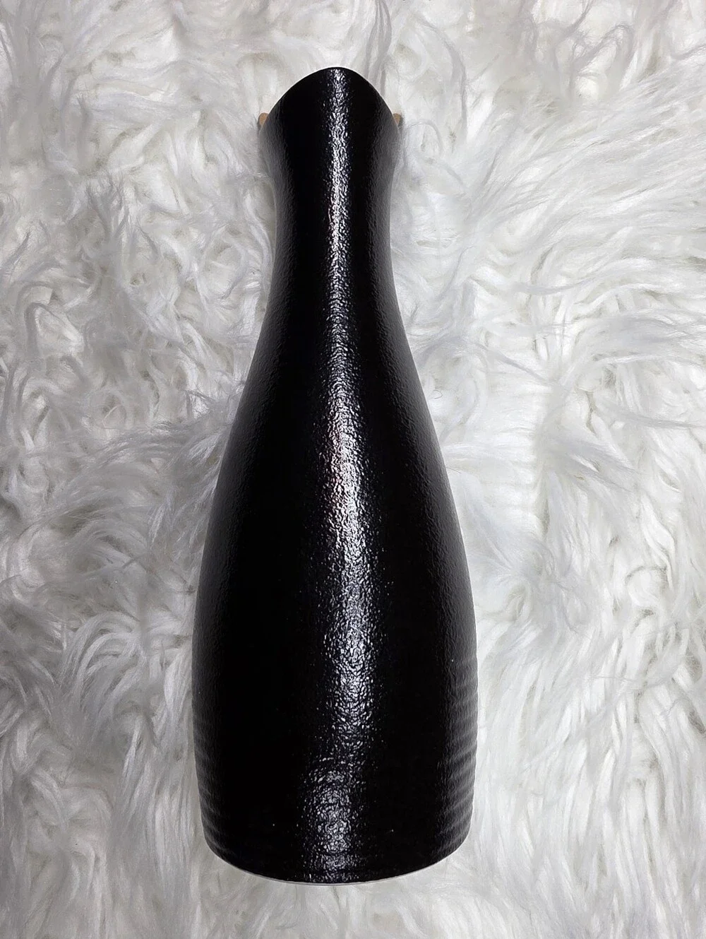 Black Cat Ceramic Vase with Gold Accent